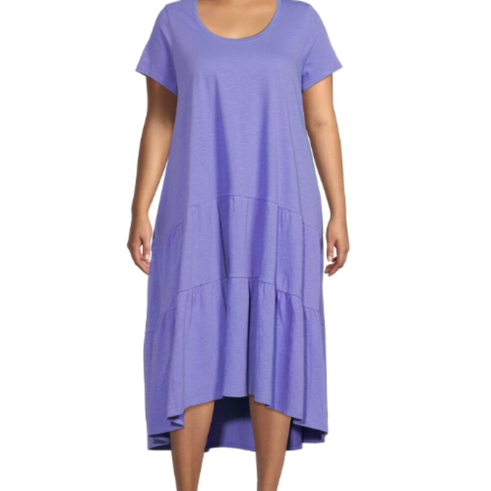 Terra & Sky Women's Plus Size Tiered Knit Maxi Dress 4x worn once